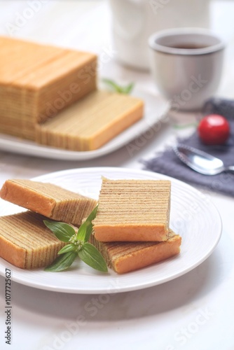 Lapis legit or spekkoek or Thousand Layer Cake, A traditional Indonesia’s Top Traditional Cake is a must for special celebrations such as Chinese New Year, Christmas, or Eid
 photo