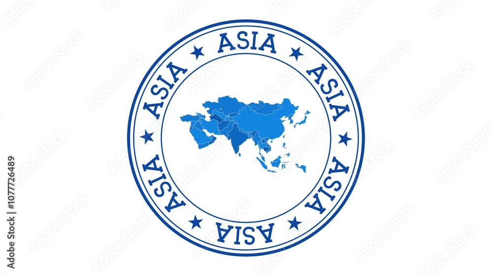 Asia intro. Badge with the circular name and map of continent. Asia ...