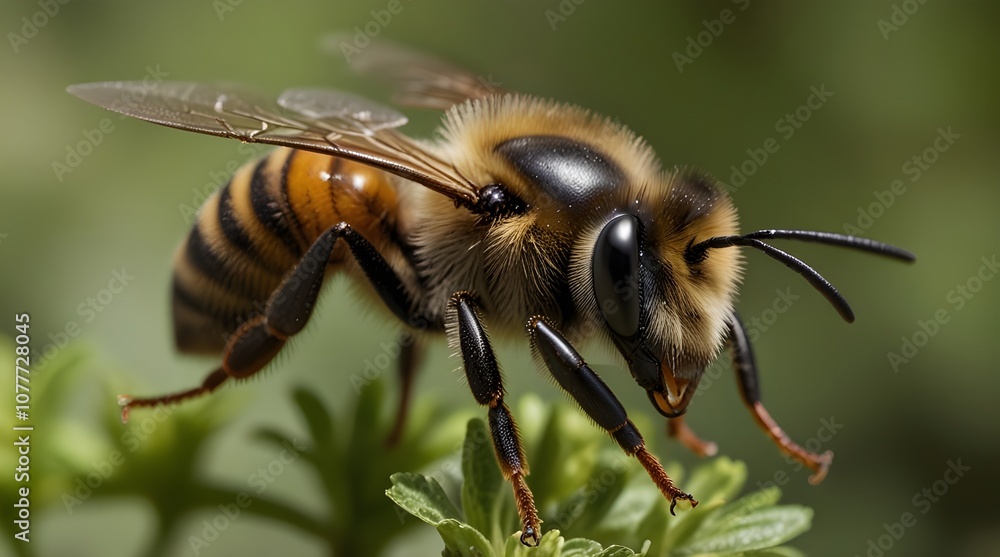 Closeup of a bee in flight.generative.ai Closeup of a bee in flight.generative.ai