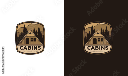 Cabin in the Woods Logo with Timberland Trails Text