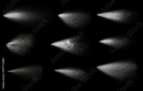 Set of water sprays on black background