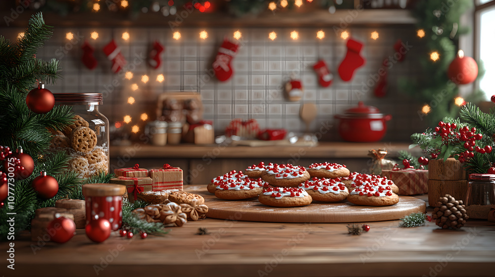 Festive Cookies and Decor in a Cozy Kitchen Festive Cookies and Decor in a Cozy Kitchen