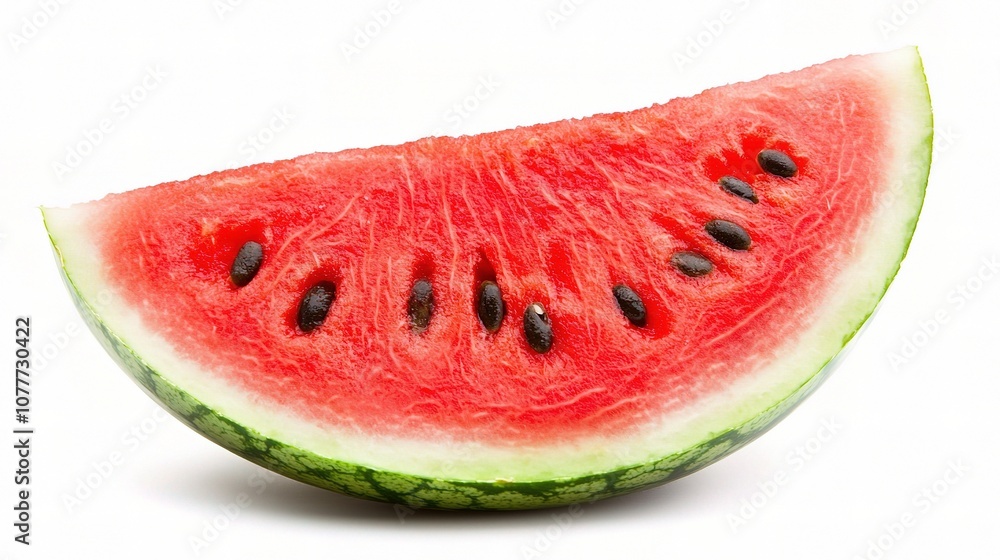 Fresh Watermelon Slice Isolated on White Background Perfect for Summer Dishes, Healthy Recipes, and Agricultural Themed Designs, Showcasing Juicy Red Flesh and Black Seeds Fresh Watermelon Slice Isolated on White Background Perfect for Summer Dishes, Healthy Recipes, and Agricultural Themed Designs, Showcasing Juicy Red Flesh and Black Seeds