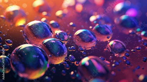 Abstract Macro Photography of Colorful Water Droplets