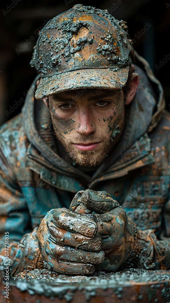 Portrait of a Construction Worker Covered in Mud Portrait of a Construction Worker Covered in Mud