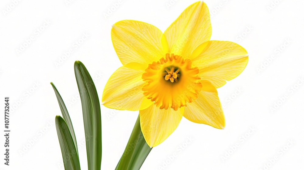 Bright Yellow Daffodil Flower Isolated on a White Background Perfect for Spring Themes, Nature Illustrations, and Floral Designs with Vibrant Colors and Fresh Vibes Bright Yellow Daffodil Flower Isolated on a White Background Perfect for Spring Themes, Nature Illustrations, and Floral Designs with Vibrant Colors and Fresh Vibes