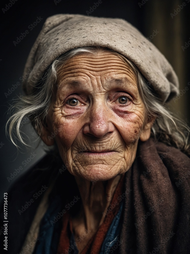 portrait of a homeless old lady - generative ai portrait of a homeless old lady - generative ai