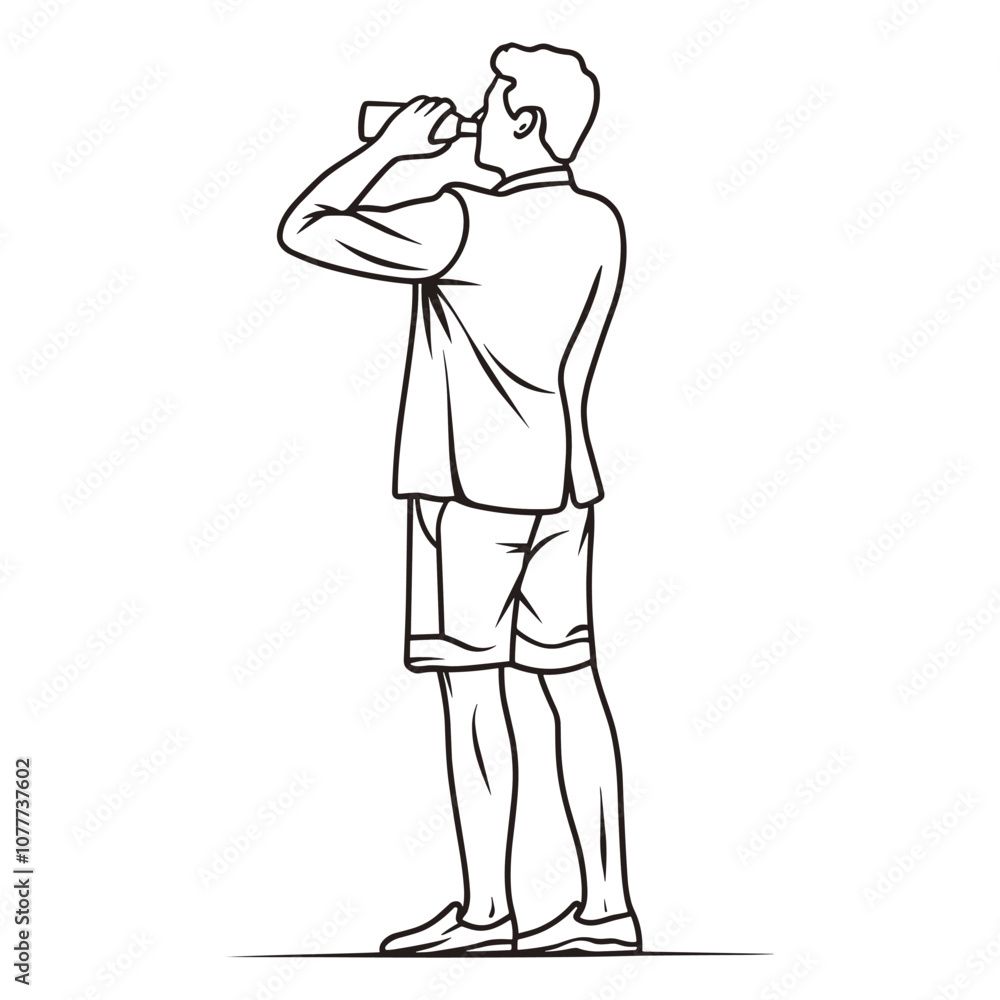 Man with Binoculars in Hiking Gear - Exploration Outline Art Man with Binoculars in Hiking Gear - Exploration Outline Art