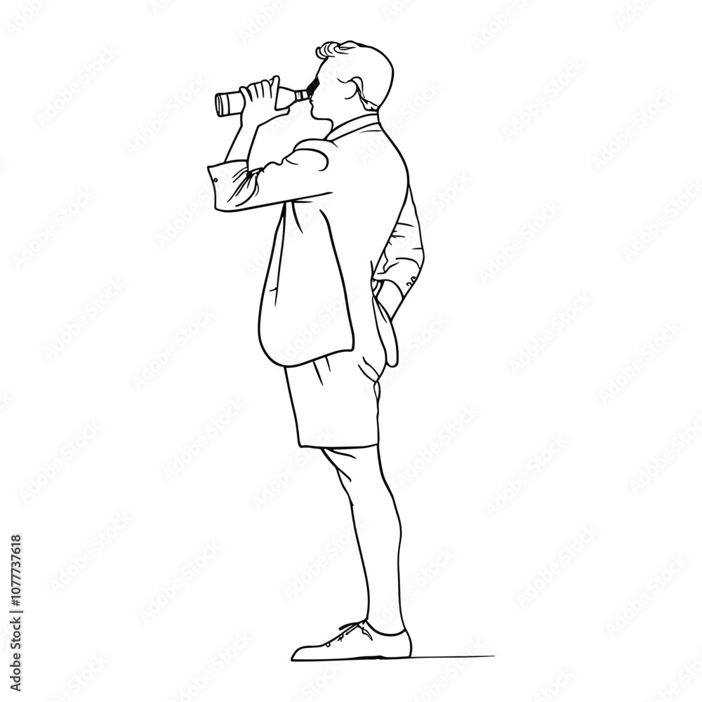 Woman Holding Binoculars - Simple Line Art for Outdoor Adventure Woman Holding Binoculars - Simple Line Art for Outdoor Adventure