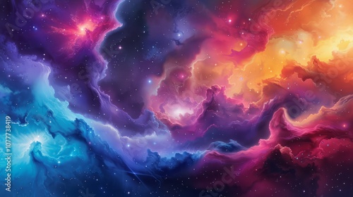 Soft Watercolor Galaxy with Flowing Colors