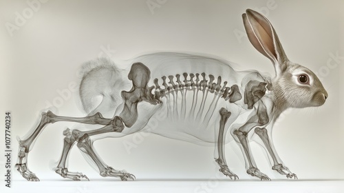 X-ray image of a rabbit showcasing skeletal structure.