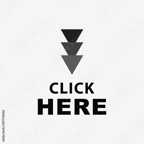 click here label. click here sticker with paint drawn arrow