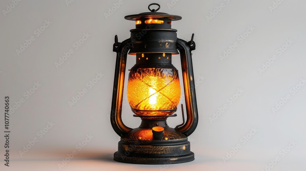 Rustic Lantern with a Glowing Light on a Wooden Surface Rustic Lantern with a Glowing Light on a Wooden Surface