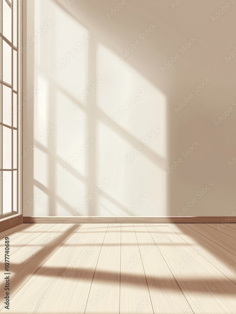 Serene Light Brown Wooden Floor Vector Illustration with Sunlit Soft Shadows, Clean and Simple Home Atmosphere Serene Light Brown Wooden Floor Vector Illustration with Sunlit Soft Shadows, Clean and Simple Home Atmosphere