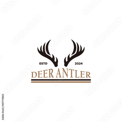 vintage deer antler abstract logo illustration