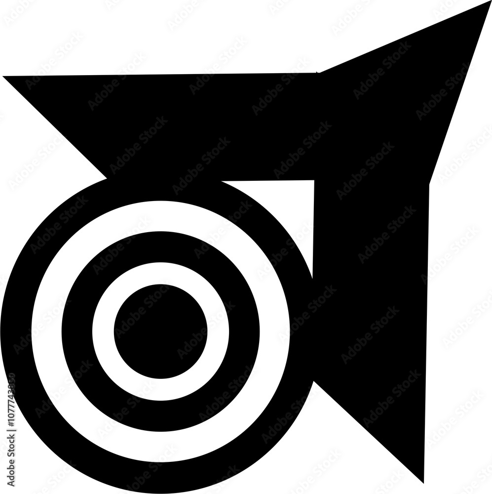 A black and white abstract logo. It features a large, bold arrow pointing upwards and to the right, overlapping a target with concentric circles. A black and white abstract logo. It features a large, bold arrow pointing upwards and to the right, overlapping a target with concentric circles.