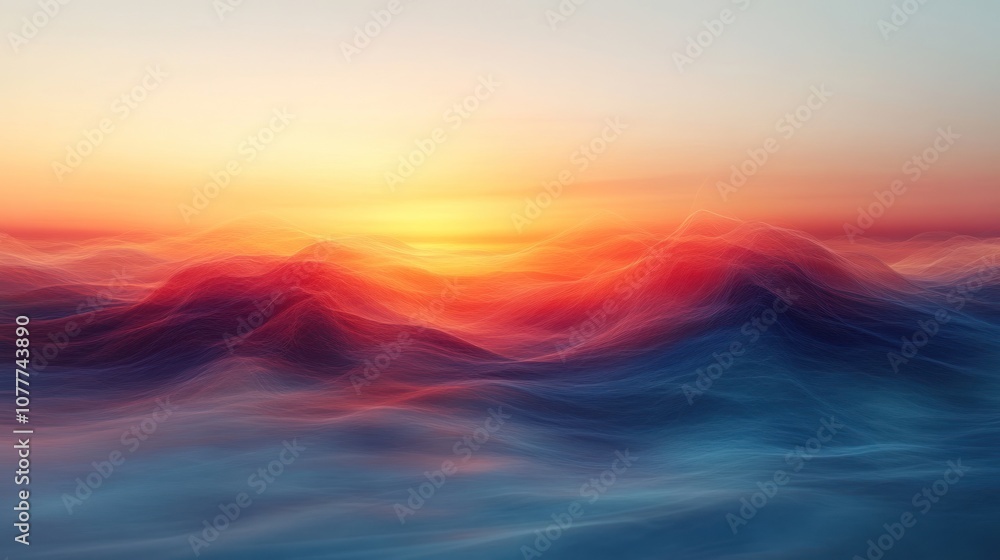 Abstract seascape at sunset with vibrant colors and dreamy waves. Abstract seascape at sunset with vibrant colors and dreamy waves.