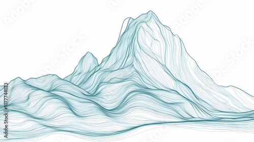 traditional blue and white abstract mountains illustration poster background