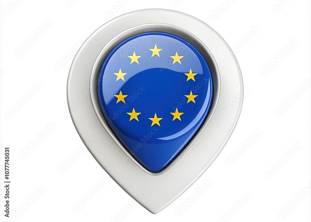 Europe Flag Location Marker 3D Food Photography Europe Flag Location Marker 3D Food Photography