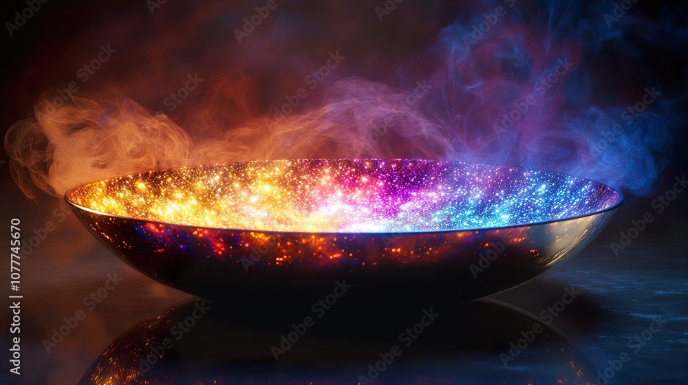Cosmic Bowl with Glowing Smoke - Abstract Art and Interior Design Cosmic Bowl with Glowing Smoke - Abstract Art and Interior Design
