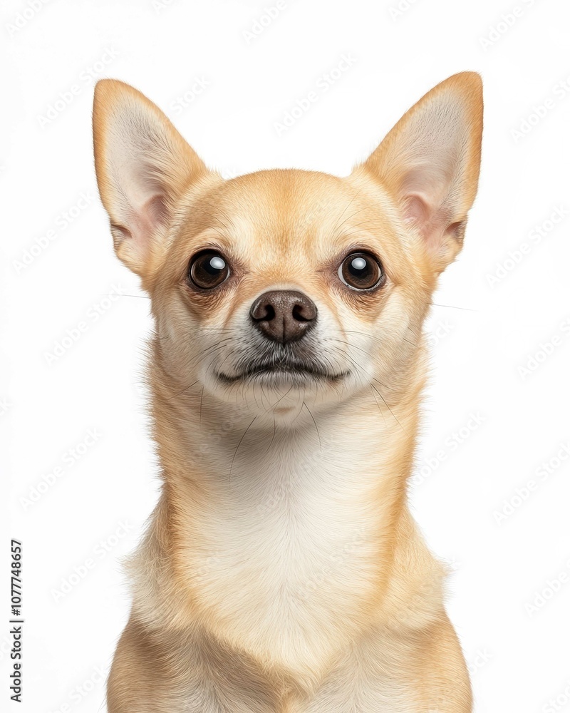 Chihuahua Close-Up Portrait with Alert Expression and Large Ears, Ideal for Pet Lovers and Small Dog Enthusiasts
Chihuahua Close-Up Portrait with Alert Expression and Large Ears, Ideal for Pet Lovers and Small Dog Enthusiasts