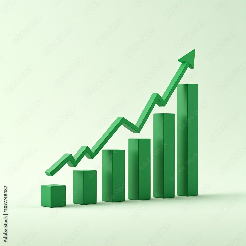 Ascending Green Bar Graph: Symbol of Growth and Success Ascending Green Bar Graph: Symbol of Growth and Success
