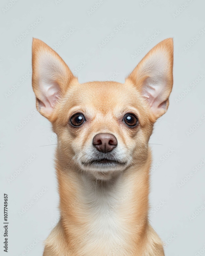 Chihuahua Close-Up Portrait with Alert Expression and Large Ears, Ideal for Pet Lovers and Small Dog Enthusiasts
Chihuahua Close-Up Portrait with Alert Expression and Large Ears, Ideal for Pet Lovers and Small Dog Enthusiasts