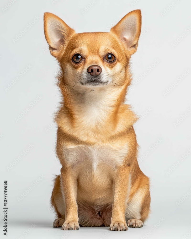 Chihuahua Close-Up Portrait with Alert Expression and Large Ears, Ideal for Pet Lovers and Small Dog Enthusiasts
Chihuahua Close-Up Portrait with Alert Expression and Large Ears, Ideal for Pet Lovers and Small Dog Enthusiasts