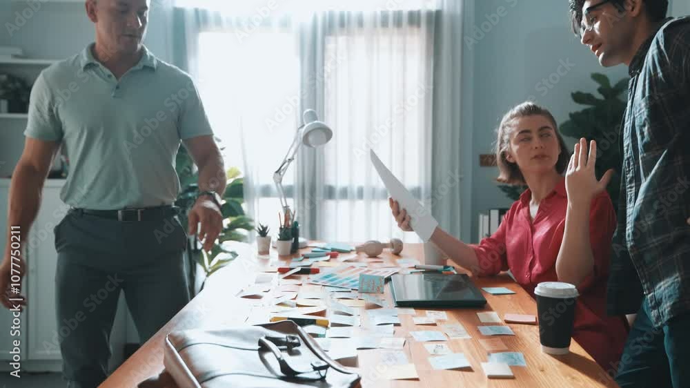 Close up of project manager working together brainstorming idea while ...
