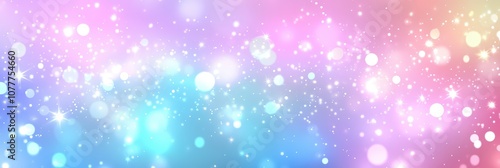 Abstract blurred bokeh light background , blue unicorn background. Pastel watercolor sky with glitter stars and bokeh. Fantasy space galaxy with holographic texture. banner poster template