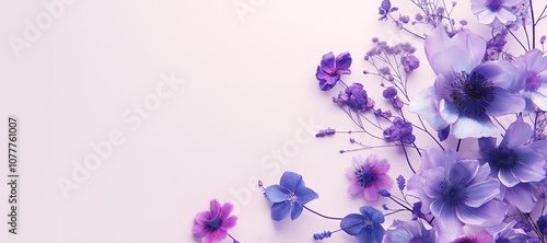 purple flower and leaf frame background 17