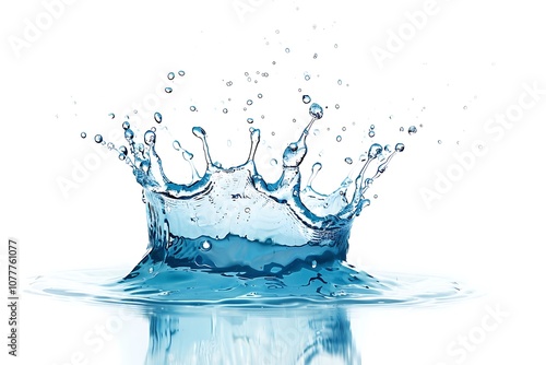 Blue water splash isolated on white background