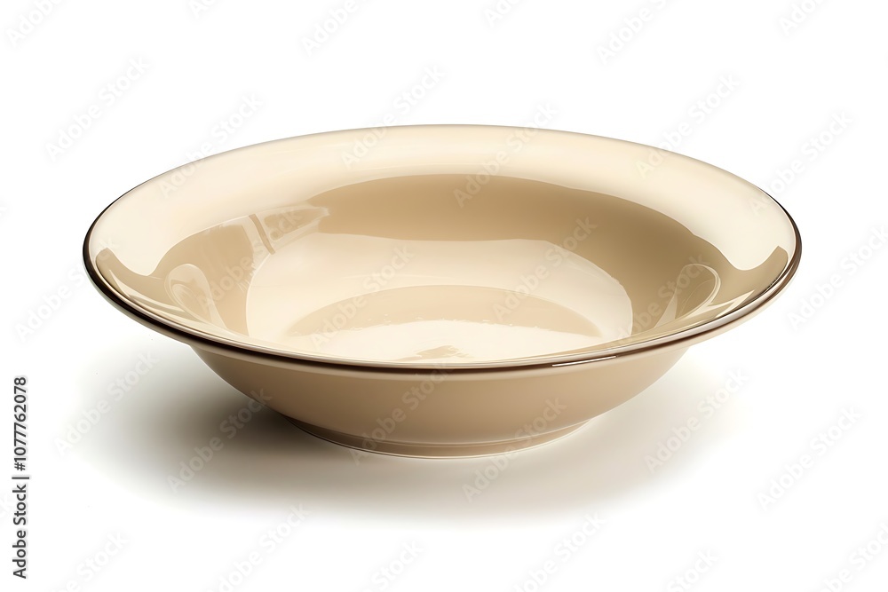 Empty beige plate isolated on white background