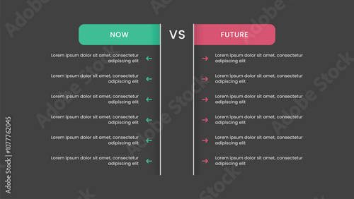 Compare Now vs Future Infographic Black Background