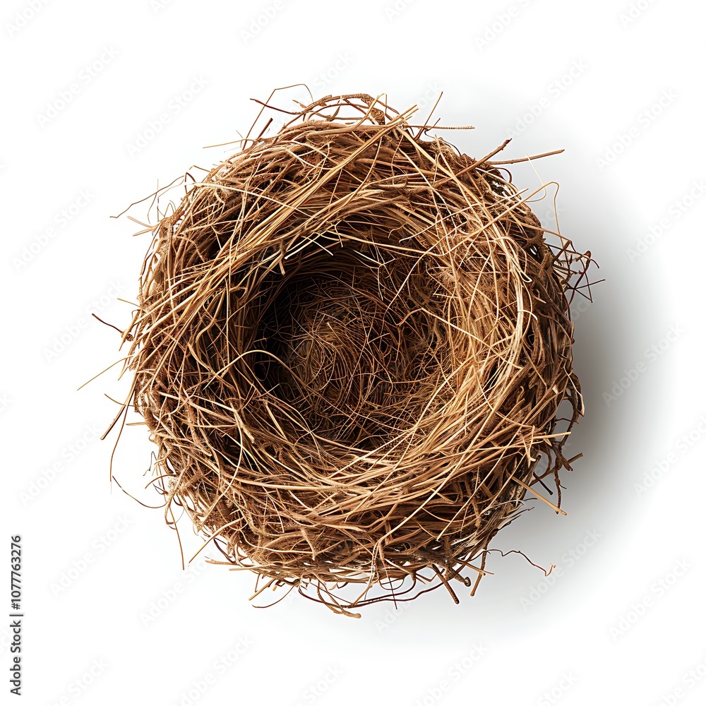Obraz premium Empty bird nest on white background