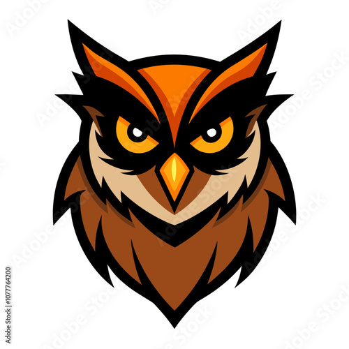 Funny Owl head vector art illustration photo