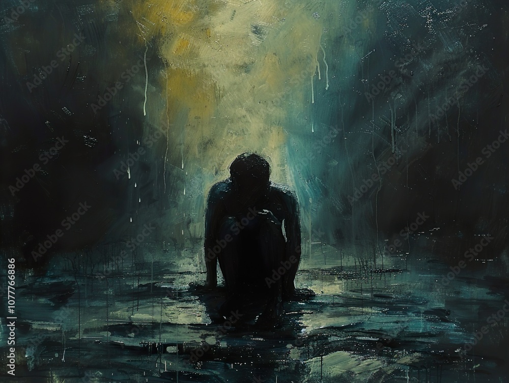 A Solitary Figure in a Gloomy Landscape: Exploring Themes of Despair and Reflection A Solitary Figure in a Gloomy Landscape: Exploring Themes of Despair and Reflection