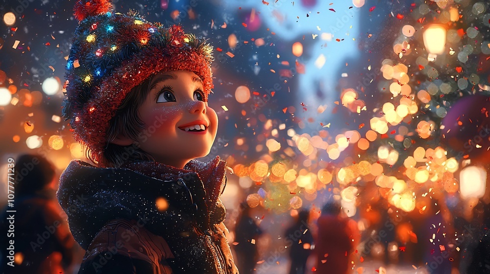Cheerful Children in Colorful Party Hats and Festive Clothing Countdown to the New Year with Sparkling Confetti and Festive Cheerful Children in Colorful Party Hats and Festive Clothing Countdown to the New Year with Sparkling Confetti and Festive
