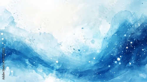 Abstract watercolor waves in shades of blue with a soft, dreamy atmosphere. Aquarius Day Background