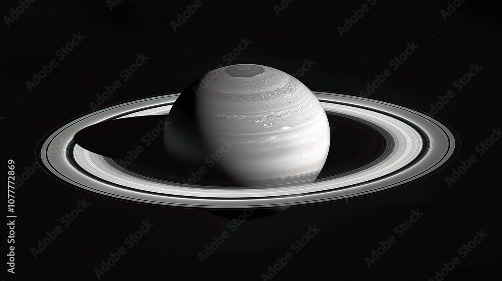 The Magnificent Saturn Landscape - A Vast Realm of Rings, Clouds, and Mysterious Features. The Planet Saturn Shines in the Cosmos, with its Iconic Rings Spanning Widely and the Cloud Patterns Forming The Magnificent Saturn Landscape - A Vast Realm of Rings, Clouds, and Mysterious Features. The Planet Saturn Shines in the Cosmos, with its Iconic Rings Spanning Widely and the Cloud Patterns Forming