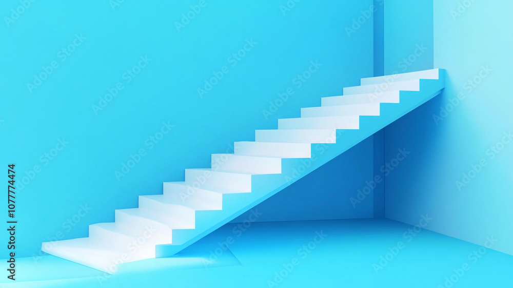 Modern blue staircase in a minimalist business environment during daylight hours Modern blue staircase in a minimalist business environment during daylight hours