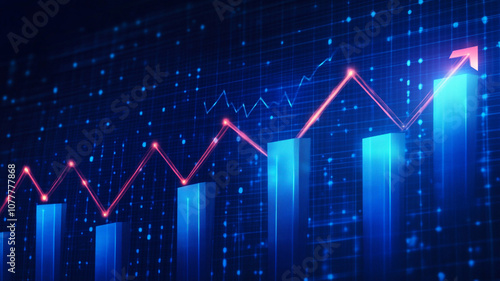 Dynamic growth chart illustrating rising business trends and analytics data in a digital format