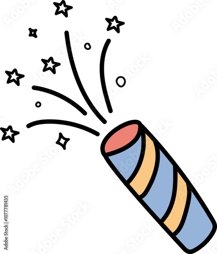 party popper cartoon hand drawn vector illustration