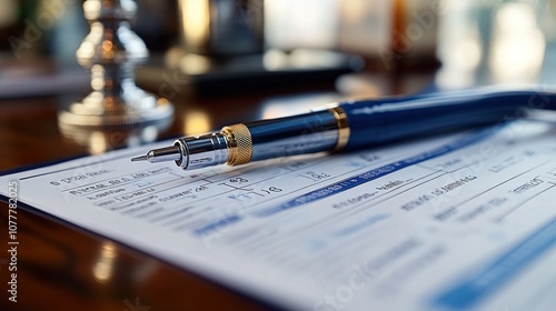 A pen resting on a document, suggesting a business transaction.