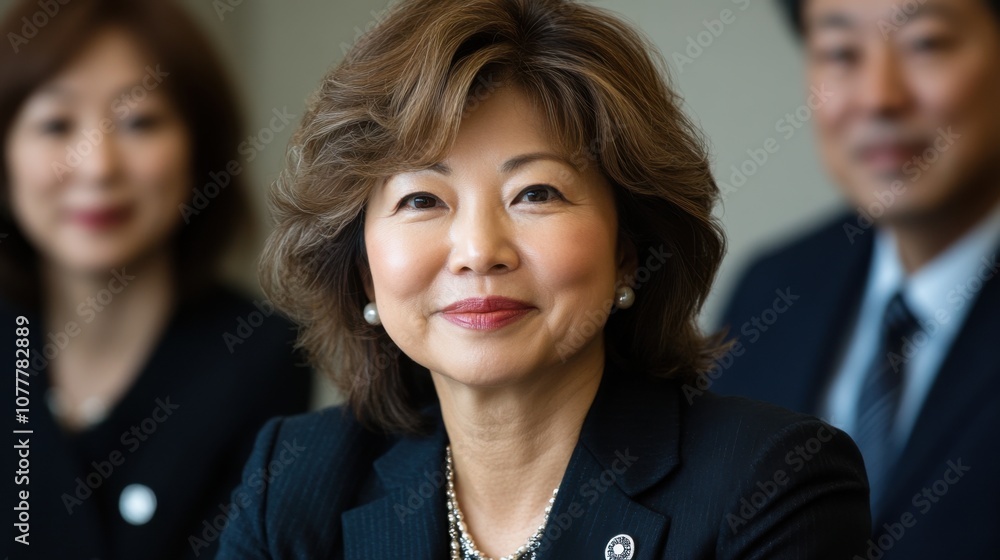 カップルと議論する日本人ビジネスウーマンとの専門的なミーティング カップルと議論する日本人ビジネスウーマンとの専門的なミーティング