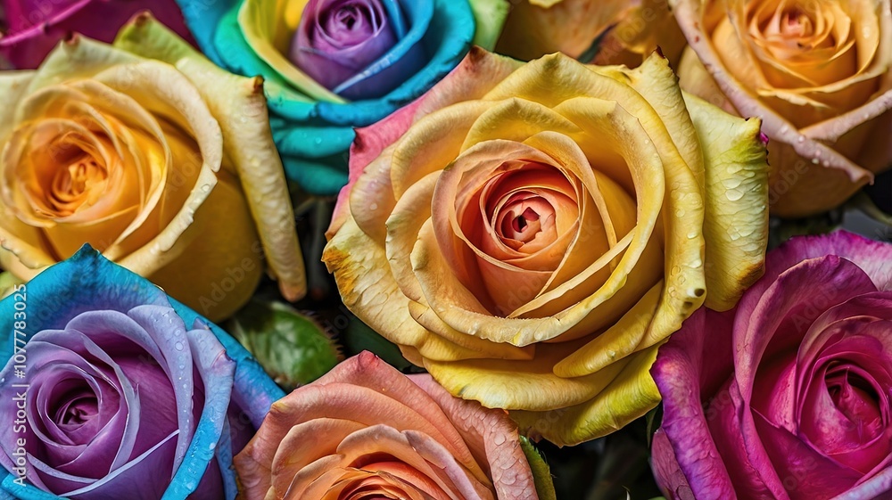 Beautiful and bright rainbow roses. Beautiful and bright rainbow roses.