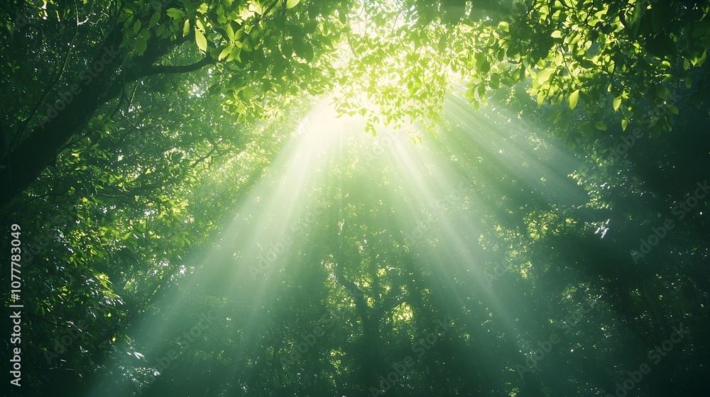sun rays through the forest sun rays through the forest