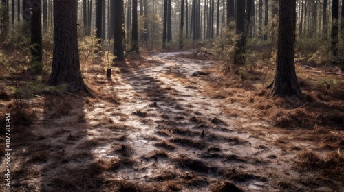 Forest Path in the Morning Sunlight