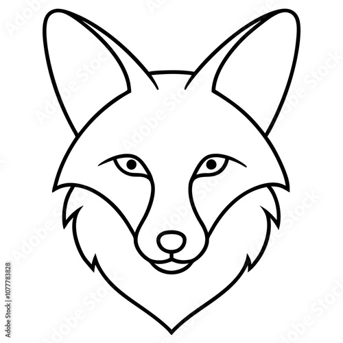 Fox head vector line art illustration