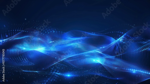 Abstract Blue Digital Wave Background